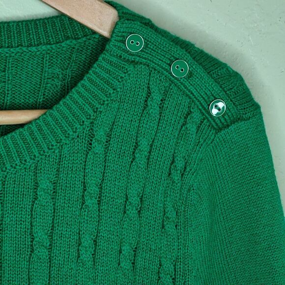Talbots Green Cable Knit Button Design Long Sleeve Sweater - Picture 5 of 7